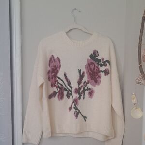 Ted Baker London Cream Sweater with Purple Floral Design